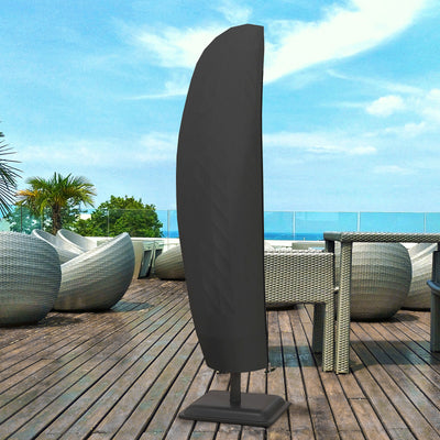 Outsunny Parasol Cover, Cantilever Umbrella Cover, Banana Umbrella Protector with Zipper for Outdoor Garden, Patio, Black 