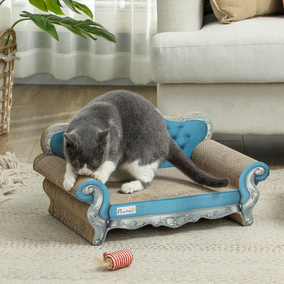 PawHut 2 in 1 Cat Scratcher with Catnip for Indoor Cats, 30.5 x 55 x 31.5cm, Light Blue 