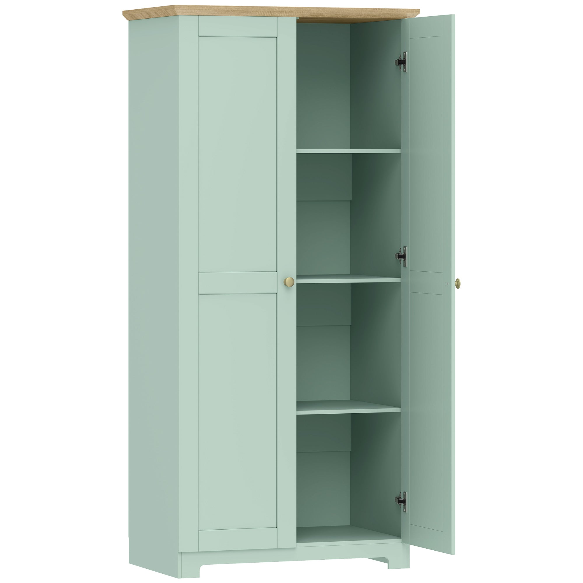 HOMCOM Kitchen Cupboard, 172cm Freestanding Storage Cabinet with Doors and Shelves, Light Green 