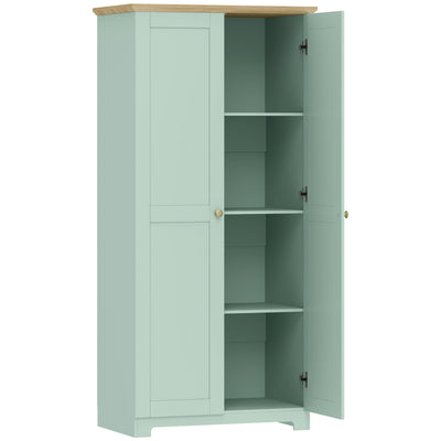 HOMCOM Kitchen Cupboard, 172cm Freestanding Storage Cabinet with Doors and Shelves, Light Green 