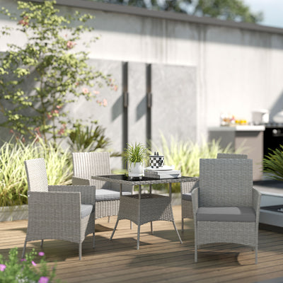Outsunny Five-Pieces Rattan Dining Set - Light Grey 