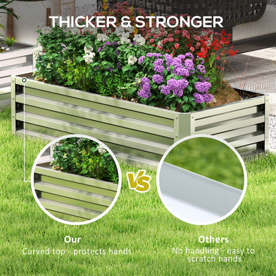 Outsunny Raised Beds for Garden, Galvanized Outdoor Planters, for Herbs and Vegetables, Use for Patio, Backyard, Balcony, Silver 
