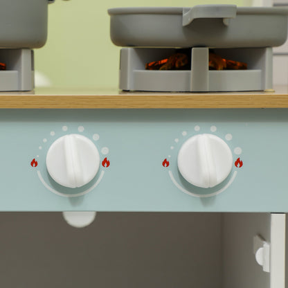 AIYAPLAY Toy Kitchen, Pretend Role Play Kitchen with Hob, Sound and Light, Coffee Machine, Ice Maker, Microwave 
