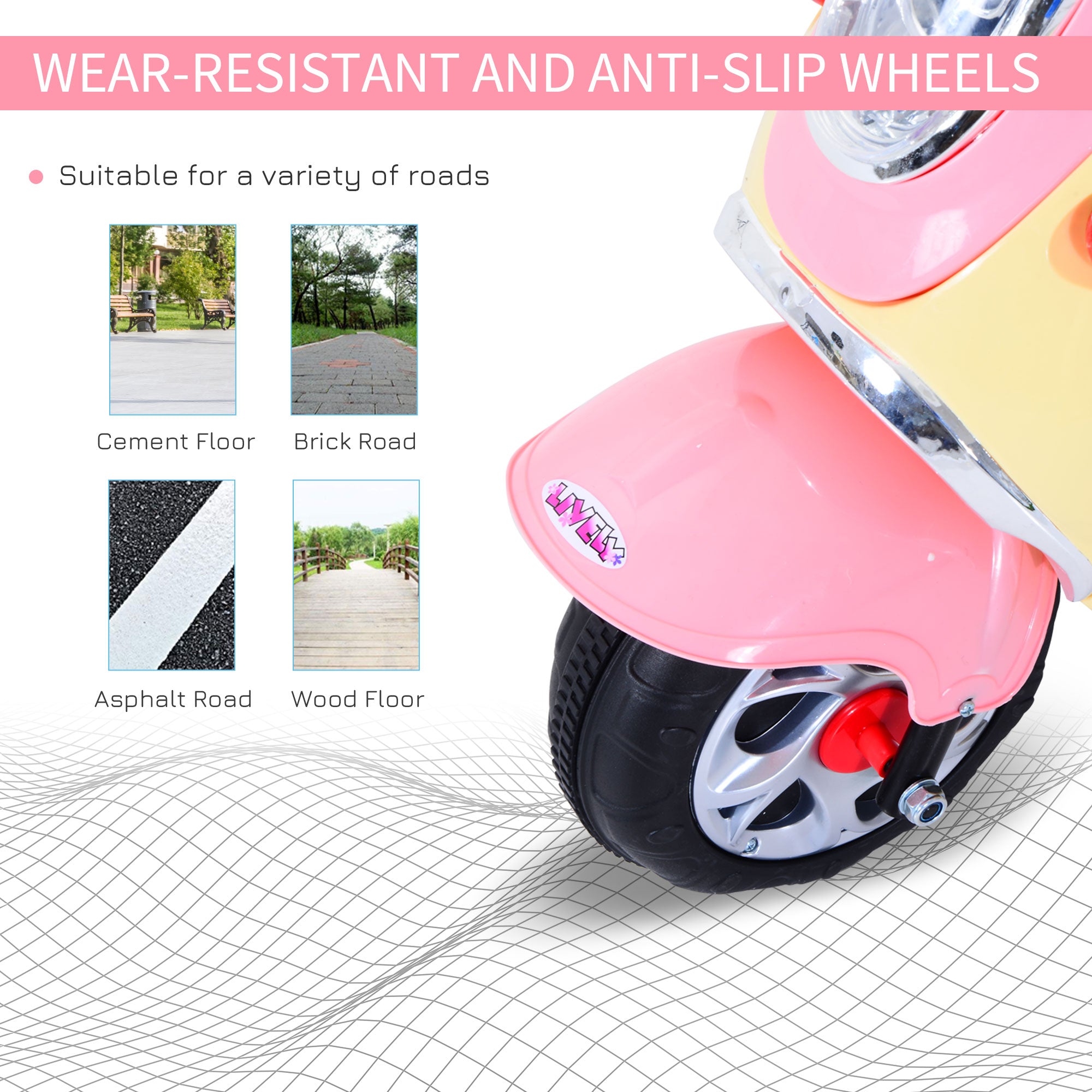 HOMCOM Kids Electric Ride On Toy Car 6V Electric Motorbike with Chargeable Battery Headlight and Music for 3-5 Years - Pink 