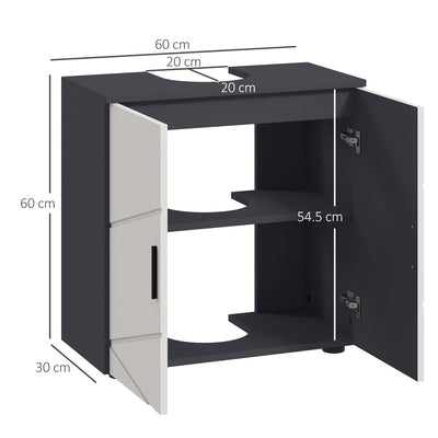 kleankin Pedestal Sink Bathroom Cabinet, Bathroom Vanity Unit with 20 x 20cm "U" Cut-Out and Adjustable Shelf, Light Grey 