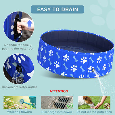 PawHut Foldable Dog Paddling Pool Pet Cat Swimming Pool Indoor/Outdoor Collapsible Bathing Tub Shower Tub Puppy Φ100 × 30H cm M Sized 
