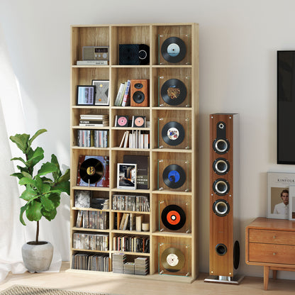HOMCOM CD Storage Unit with Adjustable Shelves, 102 x 195 cm, Oak Tone