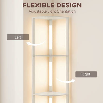 HOMCOM Corner Floor Lamp for Living Room Bedroom with Dimmable Warm White LED Light, Modern Tall Standing Lamp, Oak 