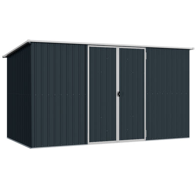 Outsunny 11 x 5.6ft Galvanised Steel Garden Shed, Metal Shed, Garden Storage Shed with Lockable Doors and Gloves for Outdoor Patio, Garden, Grey 