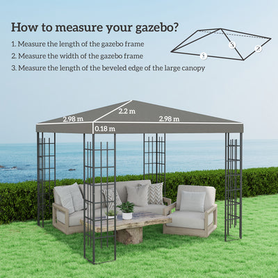 Outsunny 3 x 3(m) Gazebo Frame Replacement - Grey 