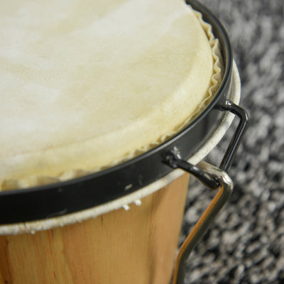 HOMCOM Wooden Bongo Drum Set Φ7.75" & Φ7" w/ Drum Head, Percussion Instrument, Drums, Tuning Wrench For Adults Beginners 