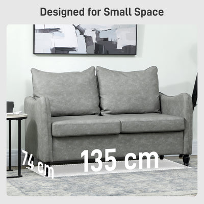 HOMCOM Faux Leather Marble-Effect Two-Seater Sofa - Grey 