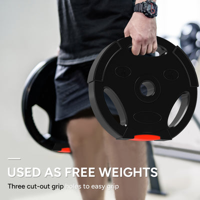 SPORTNOW Olympic Weight Plates Set, with Two 10kg and Two 5kg weights, Black 