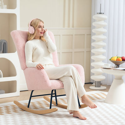 HOMCOM Teddy Fleece Rocking Chair - Pink 