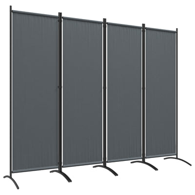 Outsunny 4 Panel Folding Garden Divider, 1.7m Privacy Screen with Wide Feet, Portable Freestanding Privacy Panel for Deck, Pool, Hot Tub, Dark Grey 