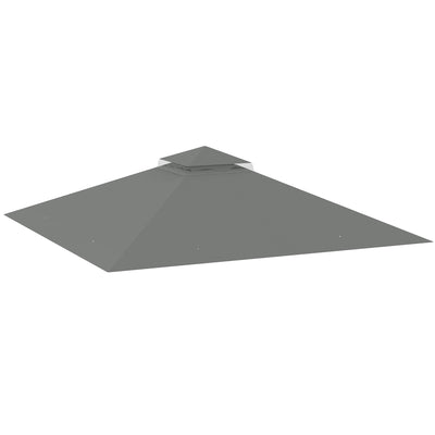 Outsunny 3x3(m) Replacement Gazebo Canopy, Double Tier Roof Top for Garden, Patio, Outdoor, Grey (TOP ONLY) 