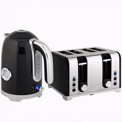 HOMCOM Retro 3000W Kettle and Toaster Set - Black 