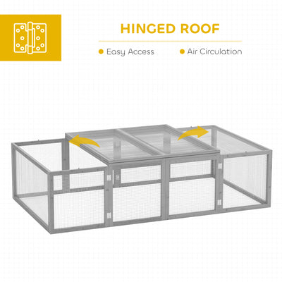 PawHut Wooden Rabbit Hutch Cage 6ft with Wire Mesh, Openable Roof, Play Space for Outdoor, Grey 