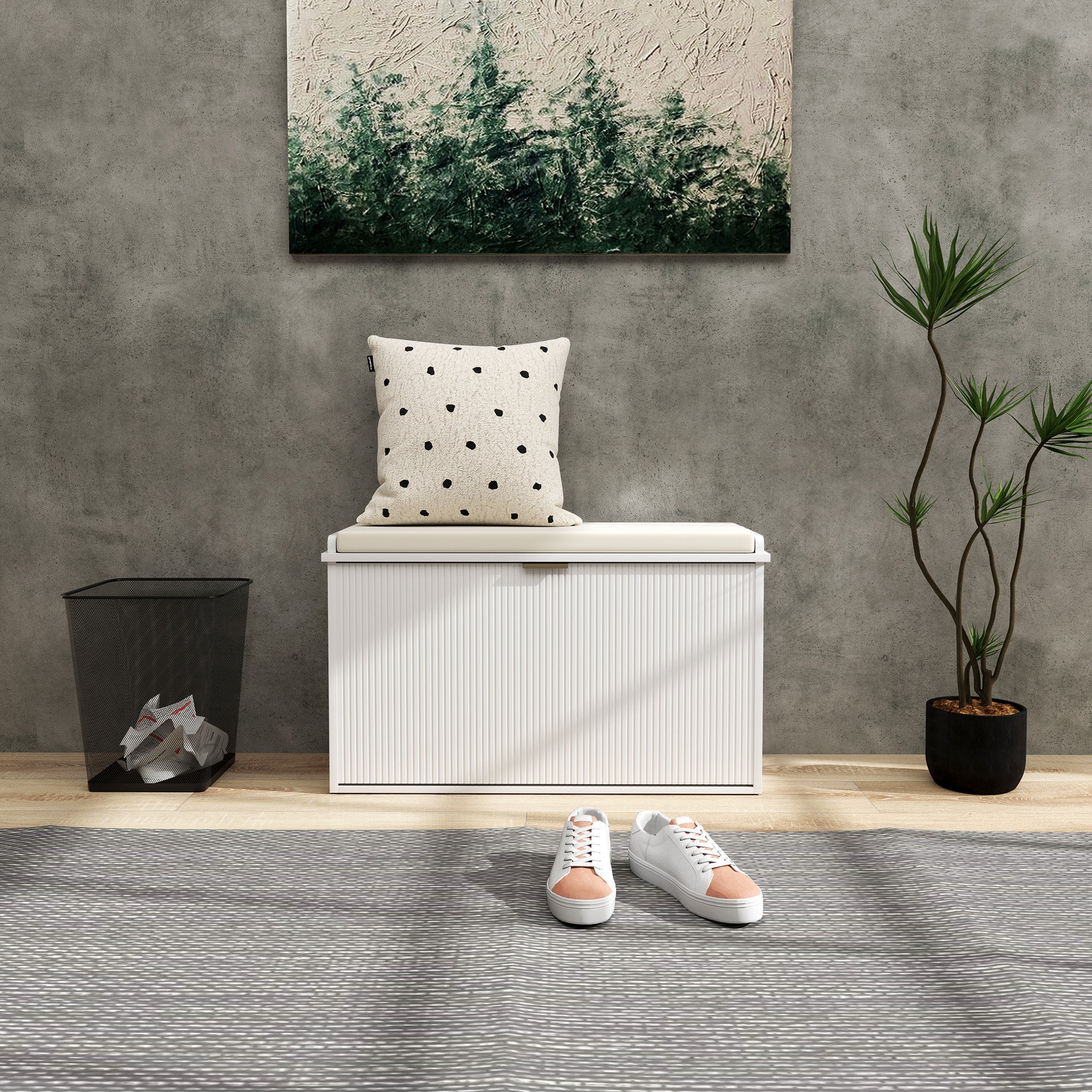 HOMCOM Elegant Eight Shoe Bench, with Top Seat - White 
