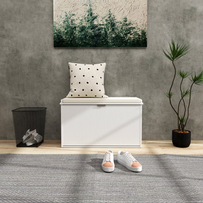HOMCOM Elegant Eight Shoe Bench, with Top Seat - White 
