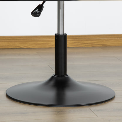 HOMCOM Dressing Table Chair, 360° Swivel Velvet-feel Upholstered Vanity Chair with Tub Seat, Back, Adjustable Height for Bedroom Makeup, Grey