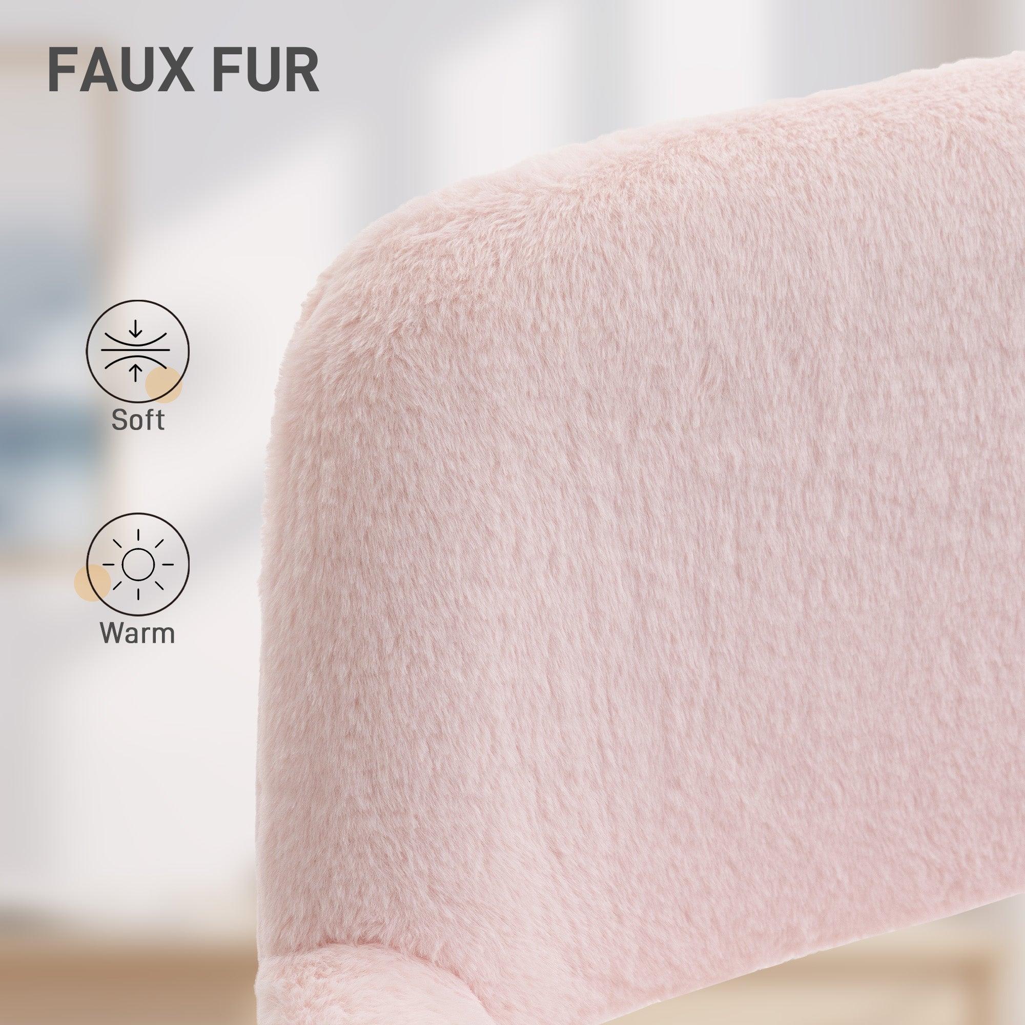 HOMCOM Faux Fur Rabbit Chair - Light Pink 