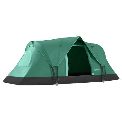 Outsunny 5-6 Man Dome Camping Tent Hiking Shelter UV Protection 3000mm Water Resistant Tunnel Tent - Dark Green 