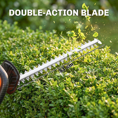 Outsunny 20" Cordless Hedge Trimmer, 18V Electric Hedge Cutter with 51cm Dual Action Blade, 2000mAh Battery and Charger 
