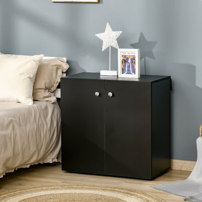 HOMCOM Storage Cabinet w/ Two Shelves Wooden Sideboard Freestanding Kitchen Cupboard Bookcase - Black 