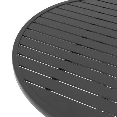Outsunny 66cm Patio Table, Round Garden Table, Outdoor Side Table with Steel Frame and Slat Tabletop, Black 