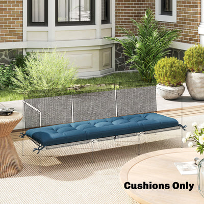 Outsunny Sun Lounger Cushion, Memory Foam Patio Chair Cushion with Ties, Outdoor Seat Pad Fits 190 x 60 cm Lounger, Blue 