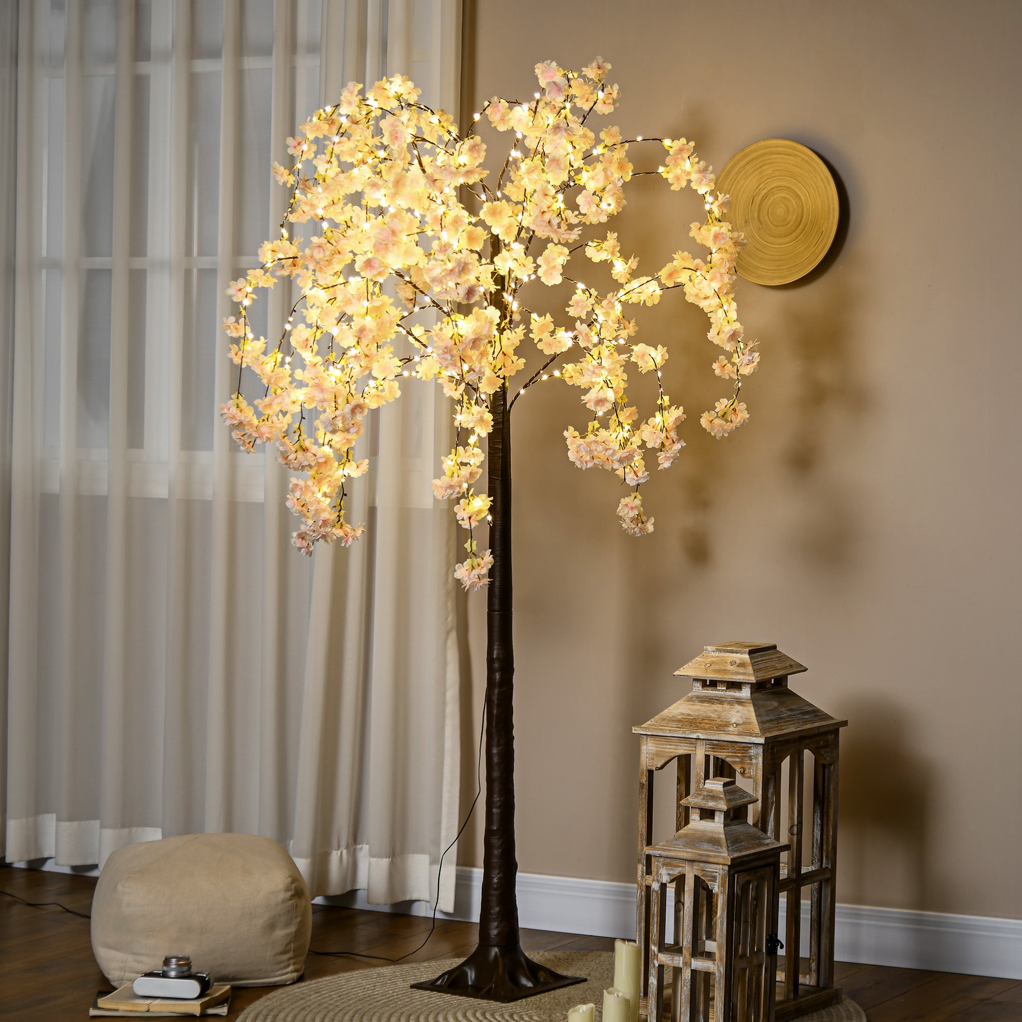 HOMCOM 450 LED Light Decorative Artificial Blossom Tree - Pink 