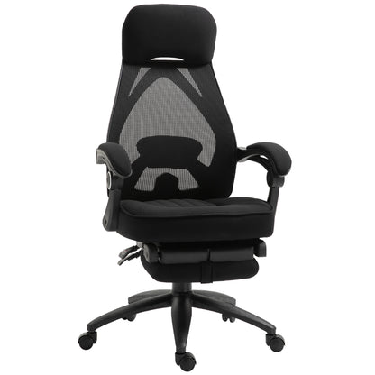 Vinsetto Office Chair with Footrest,High Back Swivel Desk Chair with Adjustable Height and Headrest for Home Office, Black 