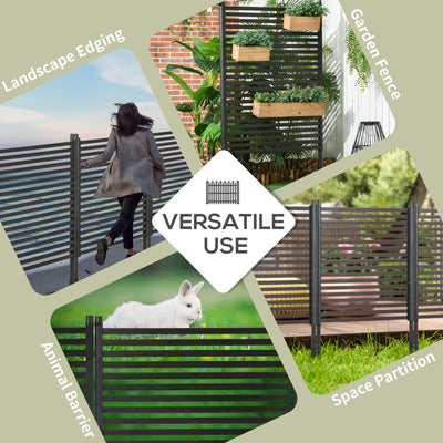 Outsunny Garden Fence with 2 Standing Ways for Hard & Soft Ground, Decorative Outdoor Divider, Animal Barrier Fence, Brown 