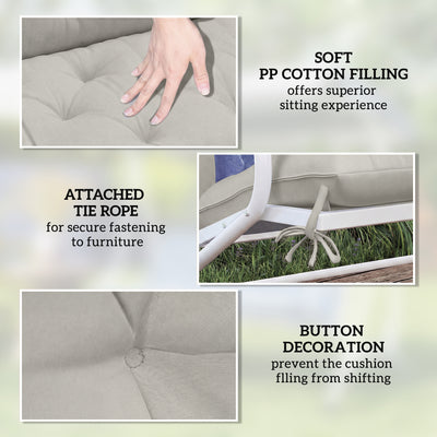 Outsunny Garden Bench Cushion, 2 Seater Swing Chair Cushion, Seat Pad with Ties for Indoor and Outdoor Use, 110 x 120 cm 