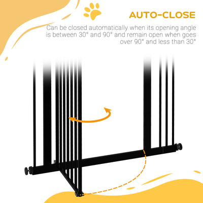 PawHut Metal Pet Safety Gate Dog Gate Folding Fence 74-87cm, Black 