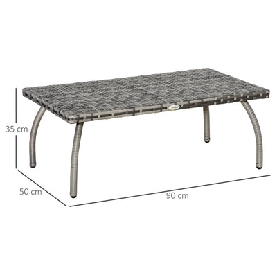 Outsunny PE Wicker Rattan Garden Coffee Table - Mixed Grey 