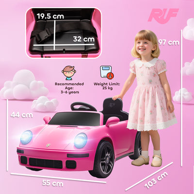 AIYAPLAY Licensed RUF CTR 2017 Electric Car for Kids, with Remote Control, Soft Start, MP3 Player, LED Lights, Pink 