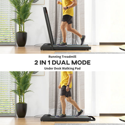 SPORTNOW 2.5HP Walking Pad, 1-6km/h Folding Treadmill with Remote Control and LED Display for Home Gym Office, Blue 