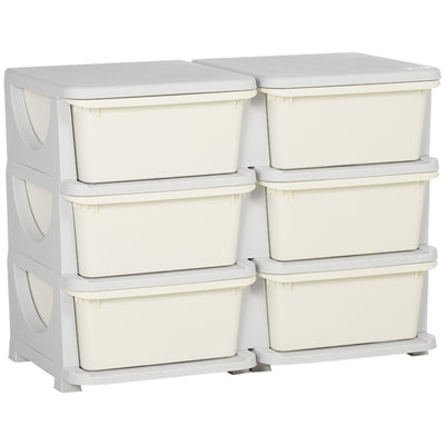 HOMCOM Kids Storage Unit, with Six Drawers - Cream 