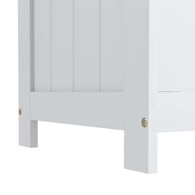 HOMCOM Storage Chest, Modern Storage Trunk with 2 Safety Hinges and Cut-out Handles, Wooden Toy Box for Living Room, Entryway, 76 x 40 x 48 cm, White 