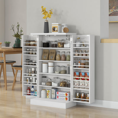 HOMCOM Freestanding Multi-Storage Kitchen Cupboard with Adjustable Shelves White 