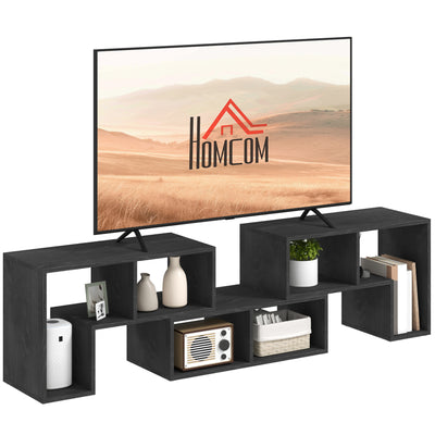 HOMCOM TV Stand for TVs up to 75 Inches, Free Combination TV Unit with Storage Shelves, Extendable Entertainment Centre for Living Room, Black Wood Grain 