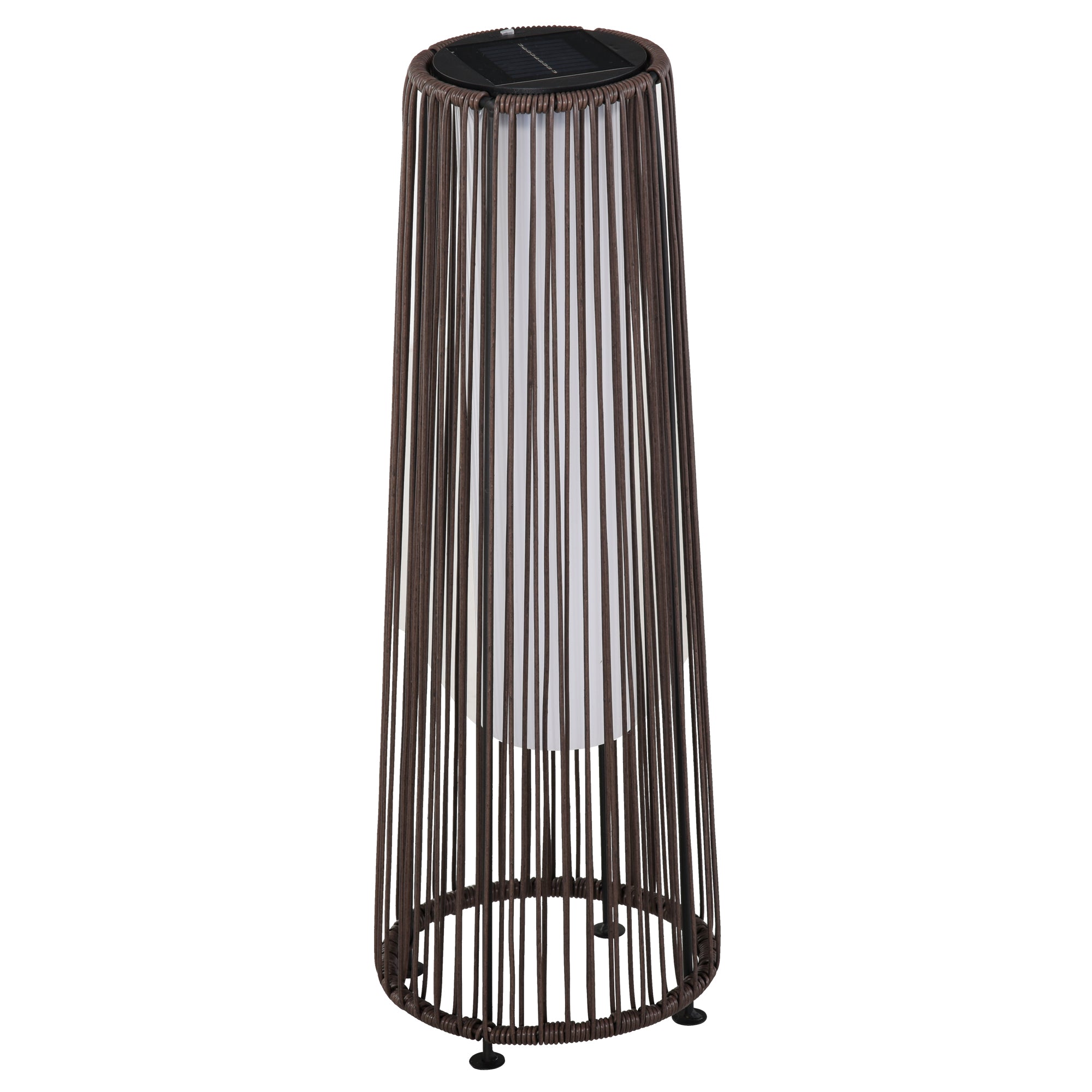 Outsunny Patio Garden PE Rattan Solar Lights Woven Resin Wicker Lantern Auto On/Off Solar Powered Lights for Porch, Yard, Lawn, Courtyard, Indoor & Outdoor  Brown 
