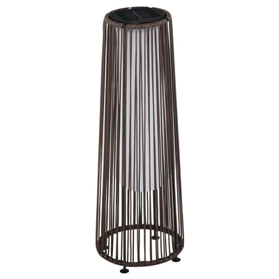 Outsunny Patio Garden PE Rattan Solar Lights Woven Resin Wicker Lantern Auto On/Off Solar Powered Lights for Porch, Yard, Lawn, Courtyard, Indoor & Outdoor  Brown 