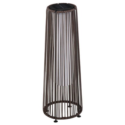 Outsunny Patio Garden PE Rattan Solar Lights Woven Resin Wicker Lantern Auto On/Off Solar Powered Lights for Porch, Yard, Lawn, Courtyard, Indoor & Outdoor  Brown 