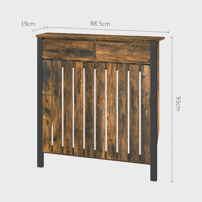 HOMCOM 93 x 88.5cm Rustic-Look Radiator Cover - Brown/Black 