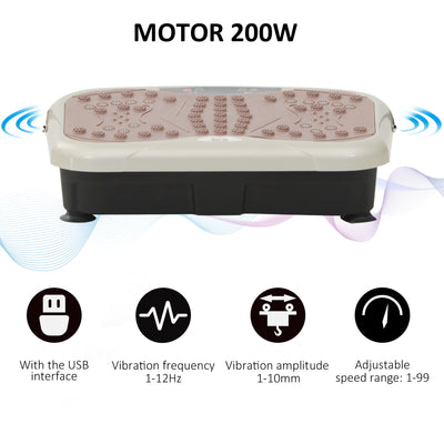 HOMCOM Vibration Plate Machine Fitness Body Shaper Slim Trainer Exercise Workout Home Gym Music Remote Power 