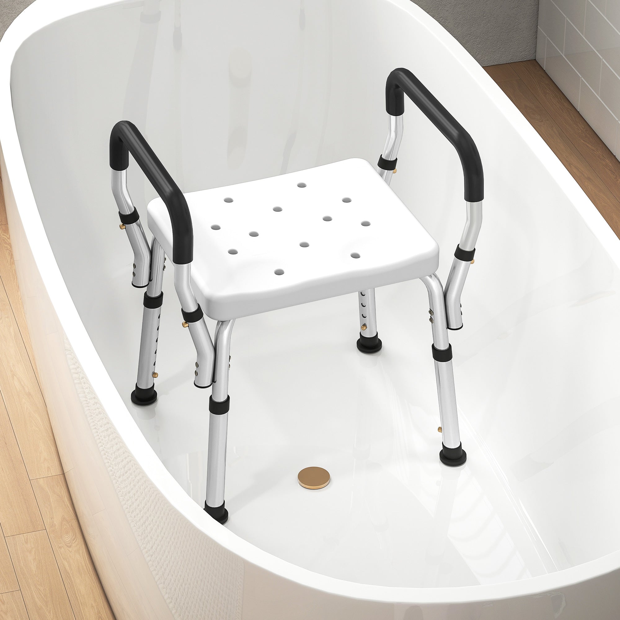 HOMCOM 57-69cm Aluminium Frame Bath Seat 