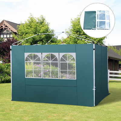 Outsunny 3 Meters Gazebo Replaceable Exchangeable Side Panel Wall Panels Walls With Window, Dark Green 
